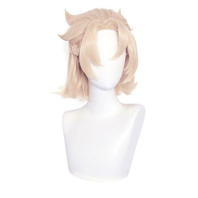 Wig Cosplay Genshin Impact Albedo Wig Cosplay Linen pendek tahan panas rambut sintetis Wig Cosplay Anime Halloween