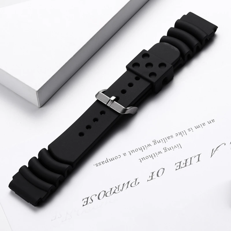 ADDIESDIVE-Correa de silicona Premium para reloj, correa de goma para reloj deportivo de 20mm y 22mm, resistente al agua, repuesto negro