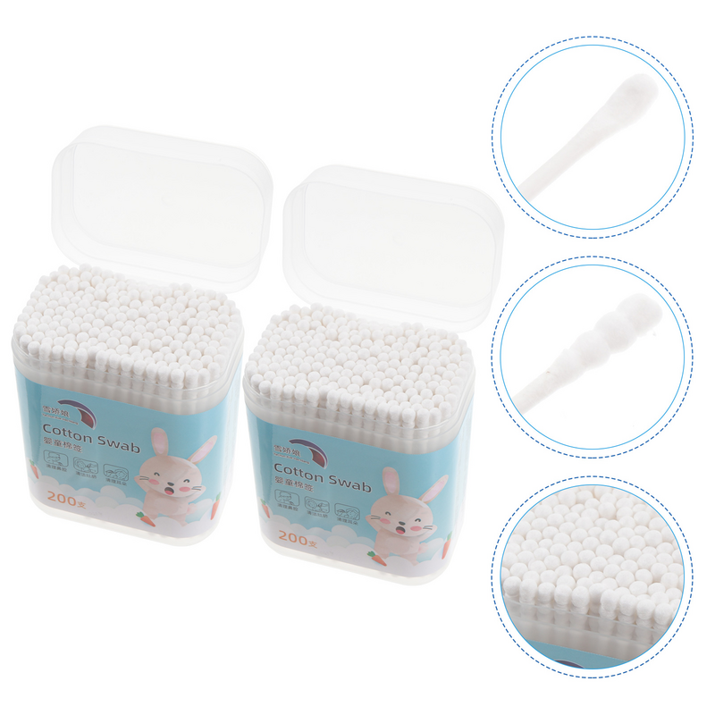 400PCS/2 Boxes Infant Nose Swabs Paper Sticks Cotton Buds Baby Care Buds Swabs Ear Nose Cotton Swabs Infant Cleaning Sticks
