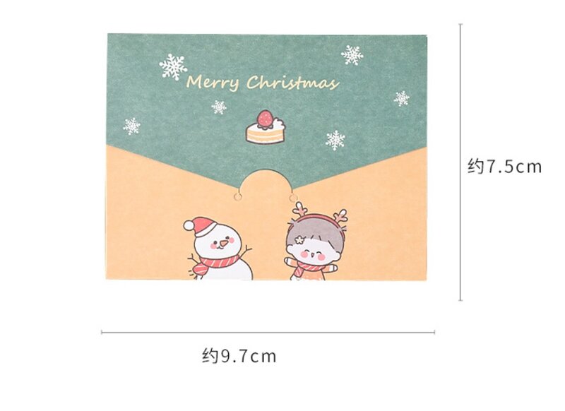 1PC Cartoon Christmas Series biglietto di auguri compleanno Wishing busta fai da te pieghevole piccola carta giorno di natale capodanno