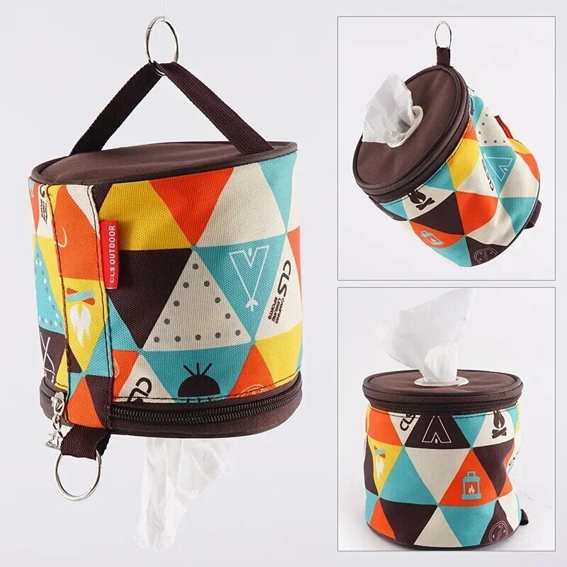 Outdoor Camping National Style Folding Toilet Paper Tissue Case Holder Portable Travel Napkin Storage Bag Durable Box