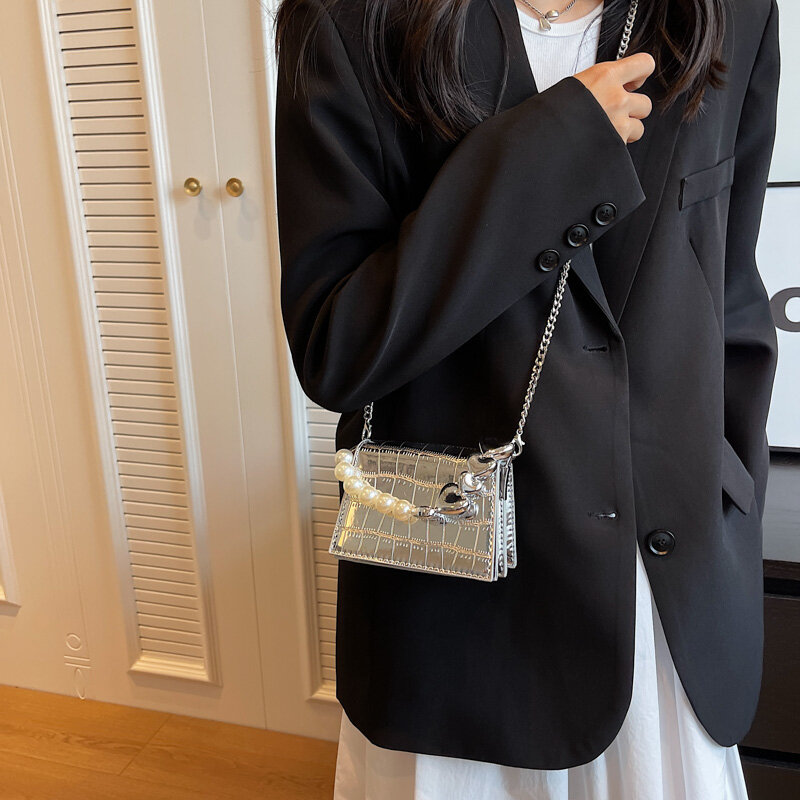 Mini Stone Pattern Crossbody Bag For Women Gold Silver Leather Handbag Fashion Purse Phone Bag Lady Girl Designer Cross Body Bag