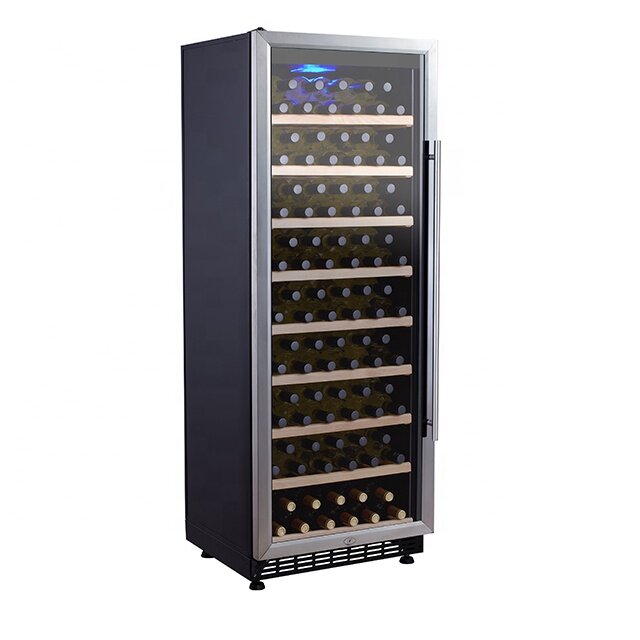 218L Профессиональный компрессорный винный охладитель с низким уровнем E Стеклянный однозонный 75 бутылок винные шкафы