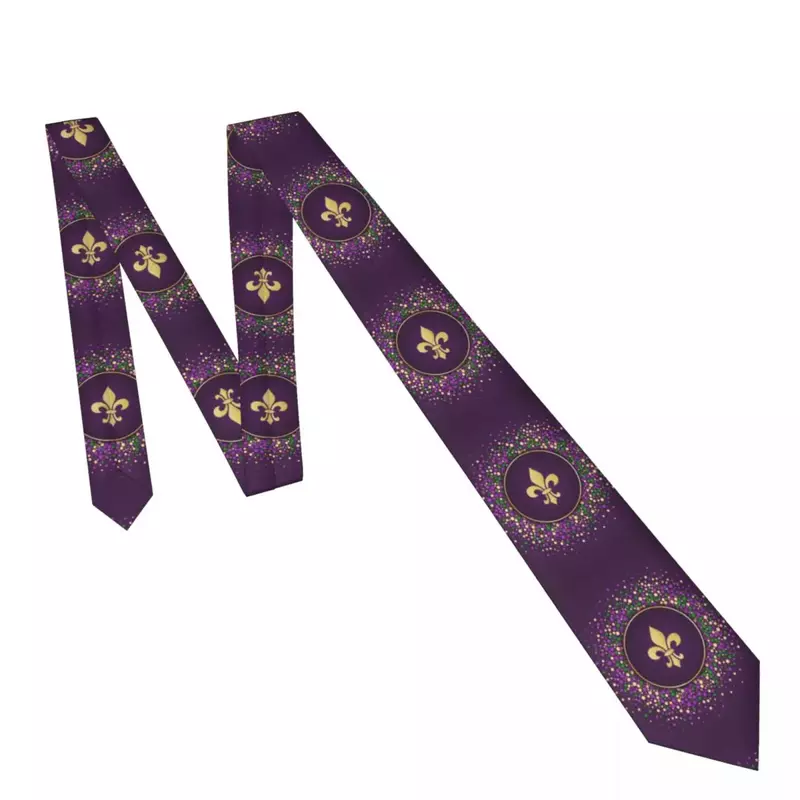 Corbata De Mardi Gras con marco punteado y flor De Lis dorada para hombres y mujeres, corbata, accesorios De ropa