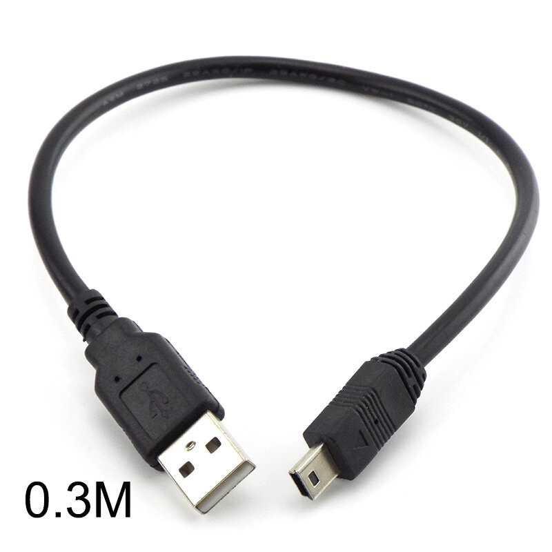 T-Port 5pin mini USB สายชาร์จข้อมูล0.3M 0.5M 1.5M USB 5M 2.0ที่ชาร์จความเร็วสูงสำหรับ MP3เครื่องเล่น MP4รถยนต์ DVR ดิจิตอลกล้อง D5