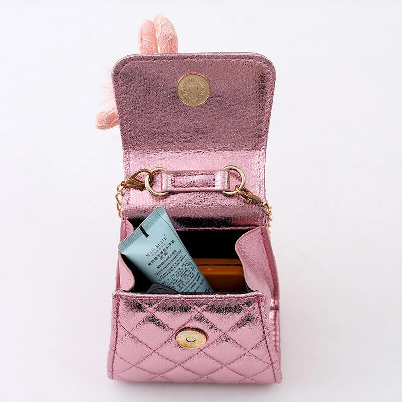 Girls' handbag pink children's wallet and handbag Beaded classic girls' zipperless crossbody bag Fashion new product applique