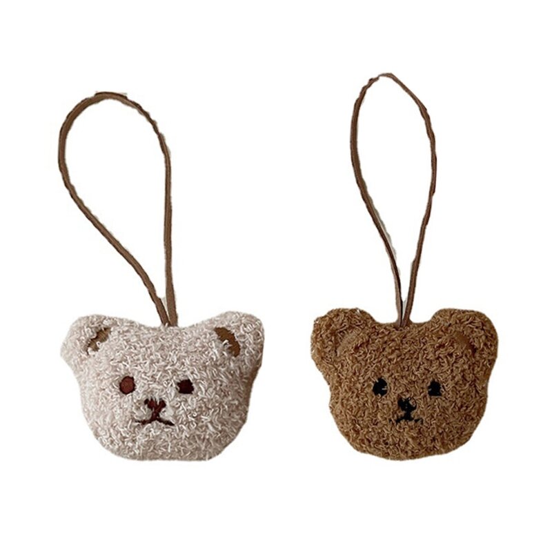 Mini Plush Bear for Doll Bag Pendant with Child Name Listing for Christmas Tree Decorations Brown/ Milk Tea 7.09x2.