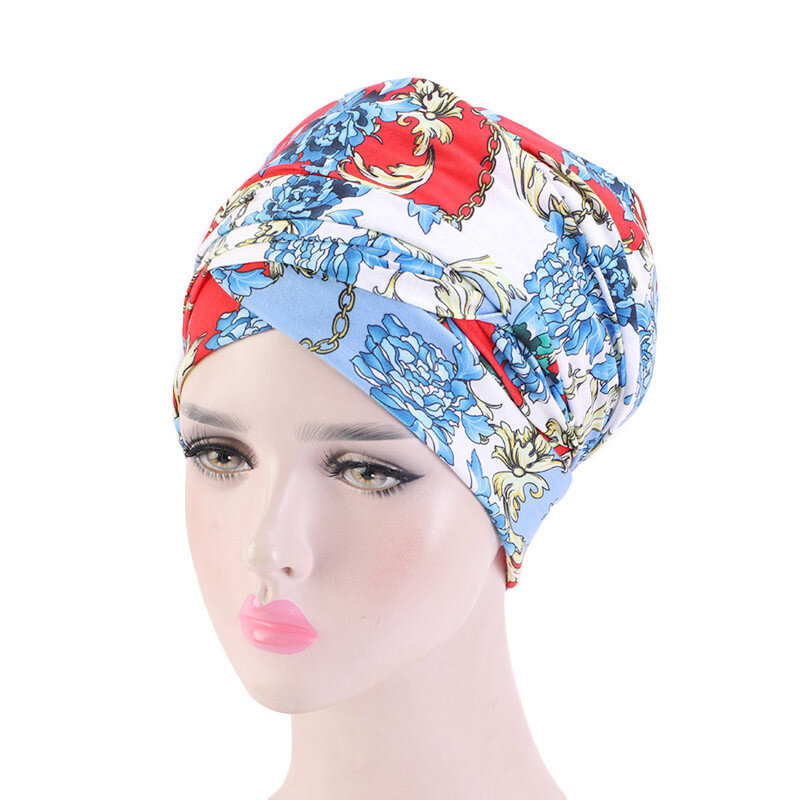 Kobiety wielokolorowe zastosowanie Turban afrykański nadruk długi szal na głowę Wrap chustka na głowę geometryczny wzór szalik na głowę bandany akcesoria do włosów