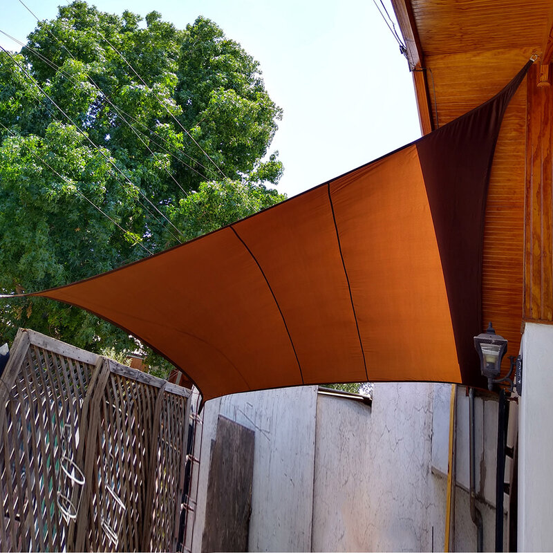 مقاوم للماء الشمس الظل الشراع المظلة براون 420D أكسفورد 98% الأشعة فوق البنفسجية كتلة الشمس المأوى منشأة في الهواء الطلق الأنشطة الفناء الخلفي المظلة مخيم خيمة