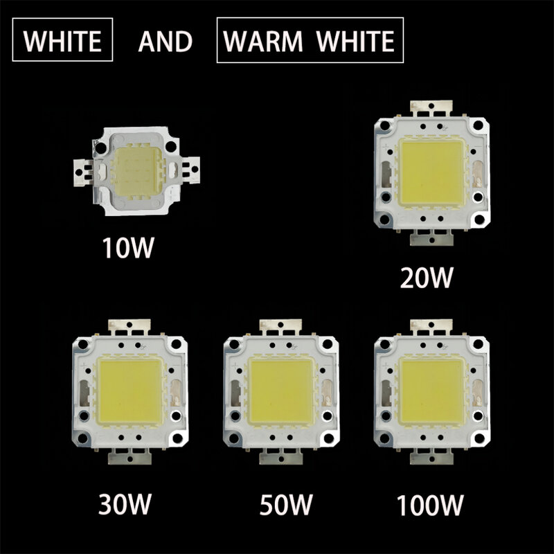 Cuentas de lámpara LED COB, 10W, 20W, 30W, 50W, 100W, CC 9V-36V, Chip de lámpara LED integrado, luz de inundación artesanal