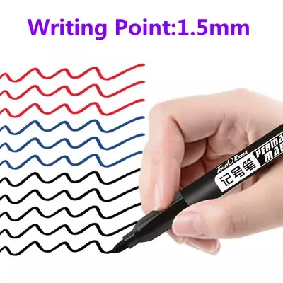 9 buah/set pena spidol permanen tinta tahan air ujung tipis tinta mentah tinta hitam biru merah 1.5mm pena spidol warna halus