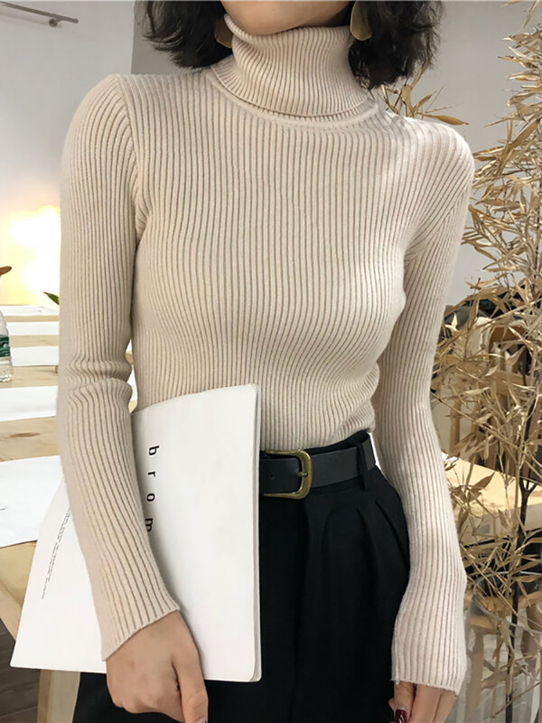Maglione dolcevita donna 2024 autunno inverno top coreano Slim donna Pullover maglione lavorato a maglia Pull Femme Hiver Truien