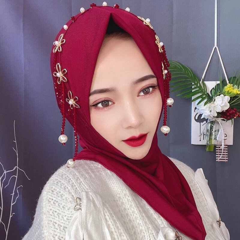 Kwastjes Kralen Vrouwen Moslim Hoofdbedekking Hijab Instant Caps