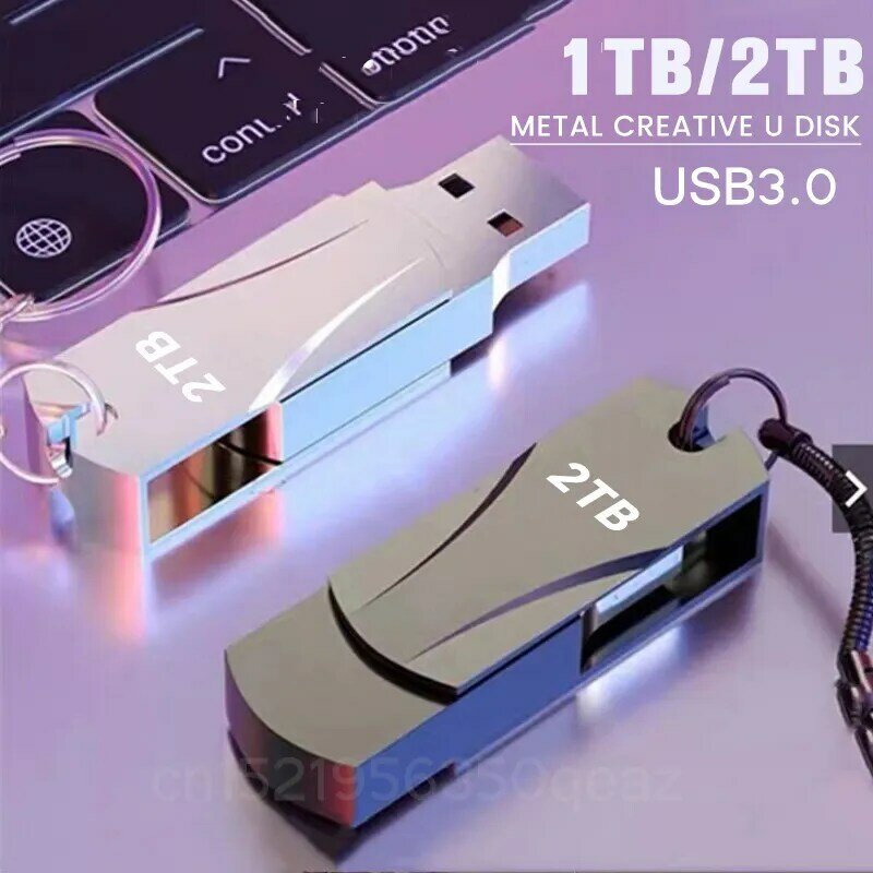 USB สำหรับโทรศัพท์มือถือ USB แฟลชไดร์ฟ2TB Rotatable สีดำหน่วยความจำ1TB ไดรฟ์ปากกา512GB Pendrive U Disk ข้อมูลสำรอง