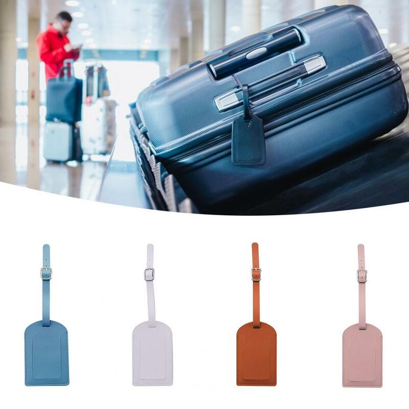 Luggage Tag Delicate Stitching Adjustable Buckle Privacy Protection ID Tag Faux Leather Suitcase Name Tag Travel Accessories