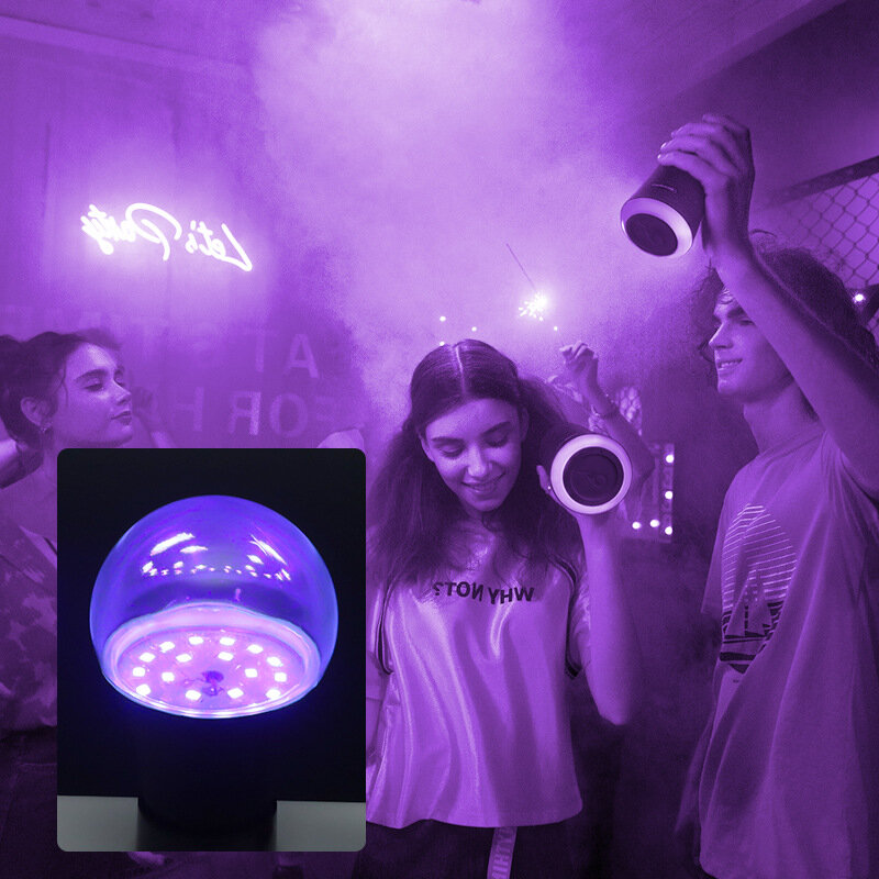 Bombilla UV púrpura de 12W, 85-265V de CA, cubierta transparente, fluorescente, para decoración de Ambiente, Hotel, fiesta, casa fantasma