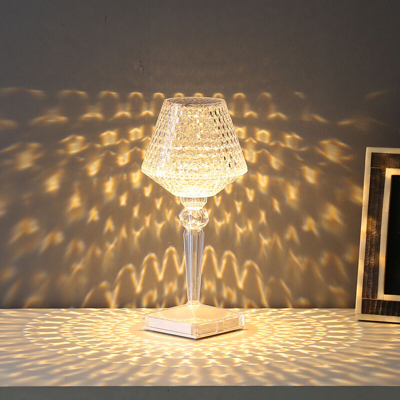 Kristallen Glazen Lamp Eenvoudig Licht Luxe Bed Slaapkamer Decoratieve Lamp Romantische Sfeer Licht Nachtlampje
