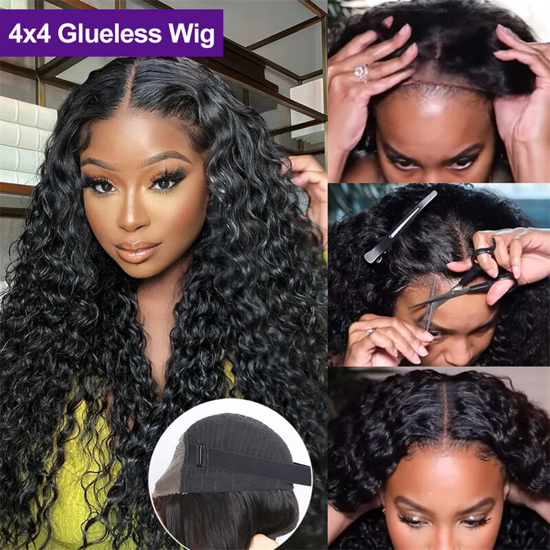 13x6 HD Deep Wave Human Hair Wig Curly 13x4 Lace Front Wig Human Hair Transparent Glueless Lace Frontal Water Wave Wig For Women