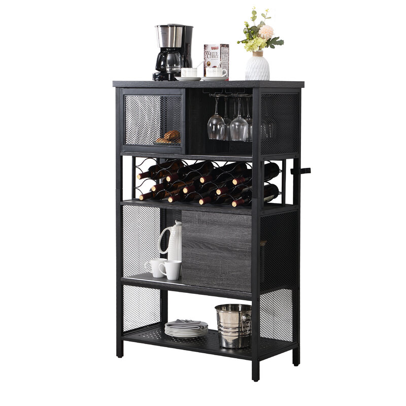 Промышленный барный шкаф с винной стойкой для ликера и бокалов, деревянный и металлический шкаф для детской