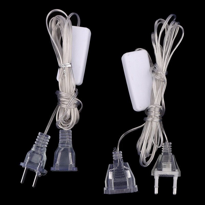 Kabel ekstensi kawat, 1 buah 3m steker EU/US untuk tali LED pernikahan Navidad dekorasi Led Garland DIY lampu Natal