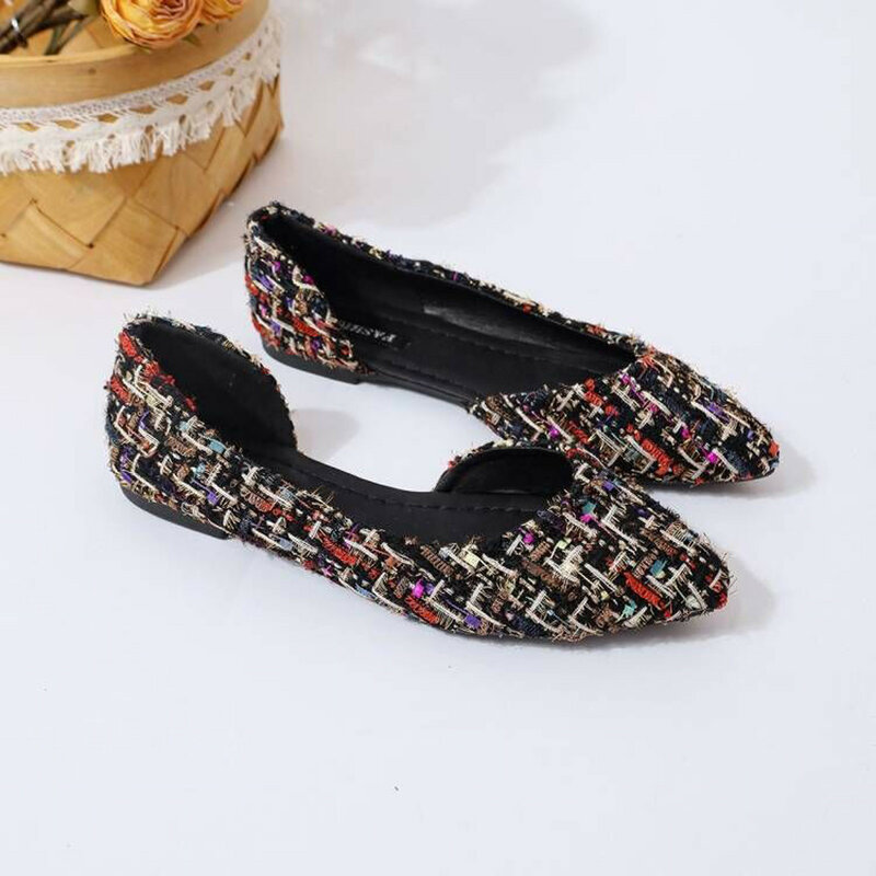 Damenschuhe Frühling Herbst neue Mode flache Schuhe vielseitige spitze Zehen weichen Boden flache lässige französische Stil elegante Schuhe