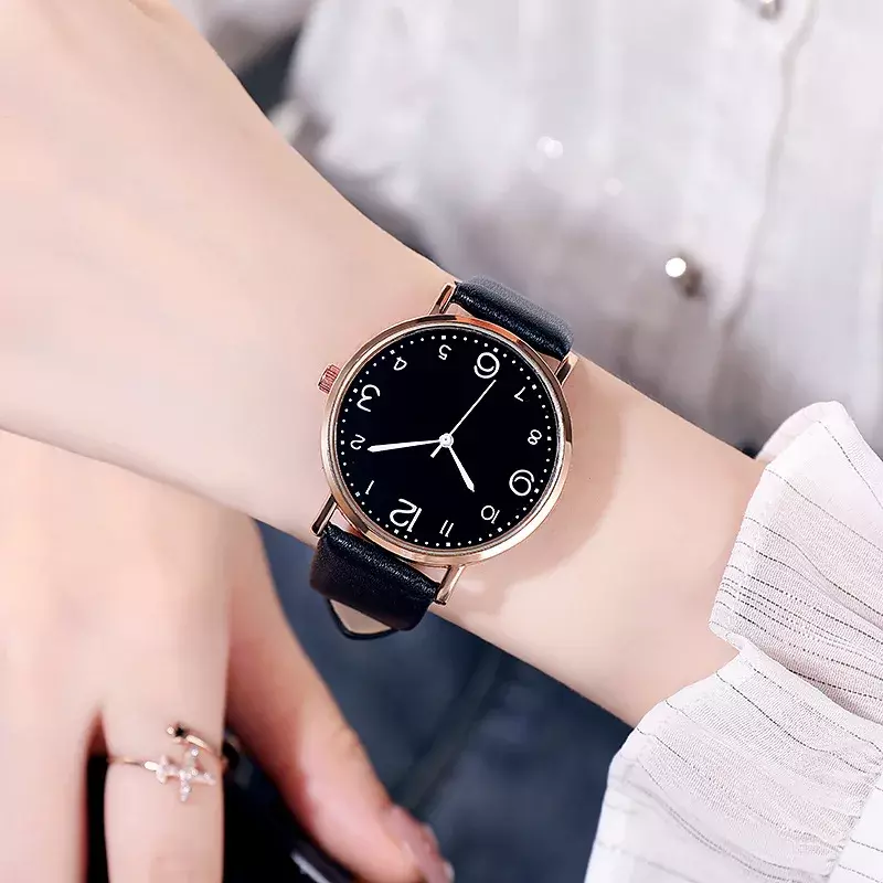 นาฬิกาควอทซ์อัลลอยสุดหรูสำหรับผู้หญิงใหม่นาฬิกาข้อมือสายสแตนเลสสตีลหน้าปัดลำลองสายหนังนาฬิกาข้อมือ zegarek damski