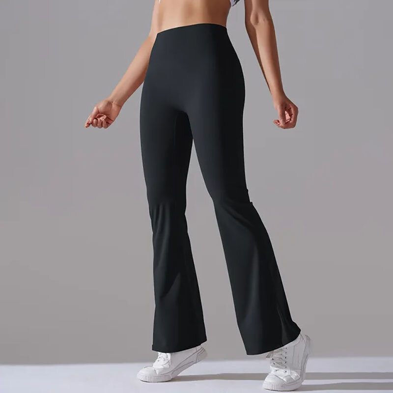 กางเกงโยคะสำหรับผู้หญิงสีทึบกางเกงฟิตเนสเอวสูงยืดได้สำหรับฝึกซ้อมกางเกงฟิตเนสกางเกงขาม้า