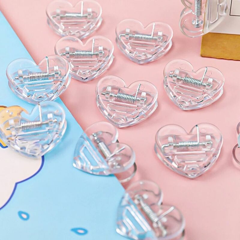 Fixed Clamp Letter Clip School Stationery Office Supplies Transparent Love Clip Heart Shape Clip Paper Clip Transparent Clip
