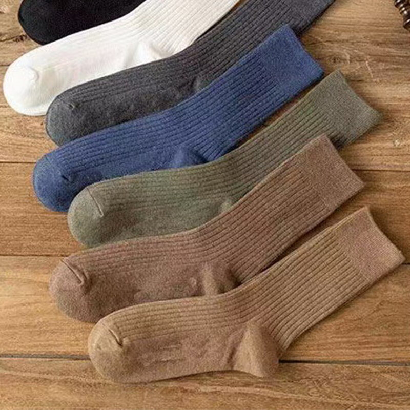 Eenvoudige Katoenen Geribbelde Sokken Effen Kleur Casual Jurk Sokken Voor Mannen Vrouwen Harajuku Streetwear Slappe Sokken