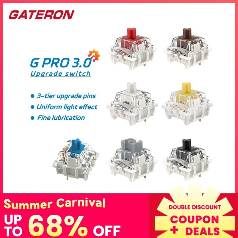 GATERON G Pro V3 3.0 Pro Switch 3pin for Mechanical Keyboard Pre Lubed RGB Linear Tactile White Yellow Red Silver Brown MX Axis