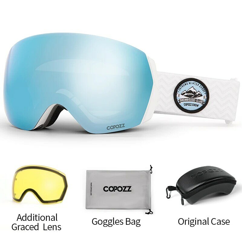 Copozz-óculos de esqui profissionais para homens e mulheres, duplas camadas, anti-nevoeiro, uv400, snowmobile, snowboard, óculos esportivos, inverno