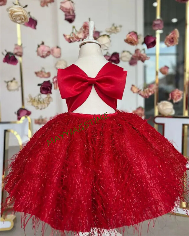 Śliczna kokardka Czerwone sukienki dla dziewczynek Sukienki dla dziewczynek DrCute Bow Czerwone sukienki dla dziewczynek Sukienki dla dziewczynek Puffy Little Girl Dress Sparkly Princess D