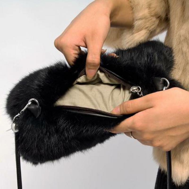 Ladies Natural Fur Bag Elegant Rabbit Fur Bag Handbag Warm Fur Gloves Dual Purpose Bag