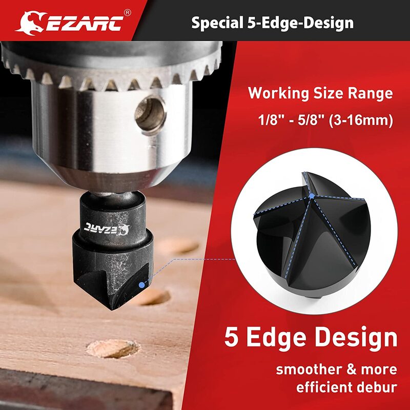 EZARC Entgraten Externe Fase Werkzeug, 2PCS Entgraten Fase Werkzeug, Interne Senker Bohrer, entfernen Grat Passt für 3-19mm