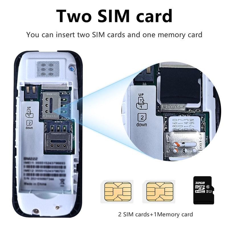 BM222 Super Mini telefono cellulare tastiera portatile ultraleggera nessuna fotocamera Dual Sim versione globale GSM Bluetooth piccolo telefono