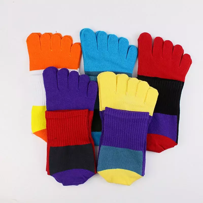 2024 Sport 5 Finger Socks Man Compression Colorful Fitness Marathon Sweat-Absorbing Bike Badminton Tennis Toe Short Travel Socks