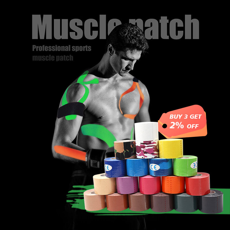 Kinesiology เทปผ้าพันกล้ามเนื้อสำหรับ Relief อาการปวดกล้ามเนื้อแผ่นแปะกีฬาทางการแพทย์สำหรับนักกีฬาฟื้นตัวด้วยตัวเองกันน้ำ
