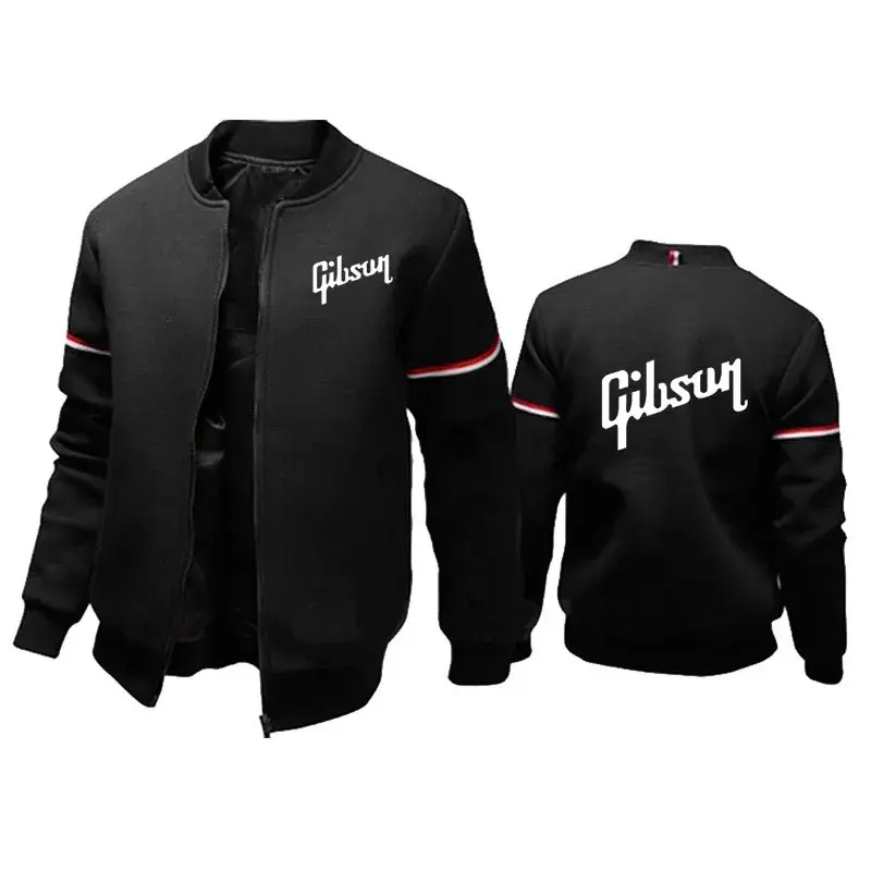 Primavera autunno confortevole giacca da Baseball moda Gibson nuova felpa con Zip in cotone per uomo cappotti larghi Hip Hop Streetwear