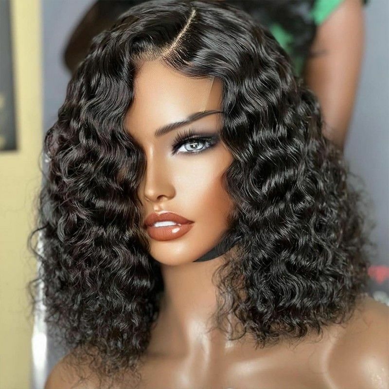 12A Front Lace Human Hair Wig Women Brazilian Water Wave Bob 4*4 Closure Lace 200%Density Glueless Wigs Human Hair Ready To Wear