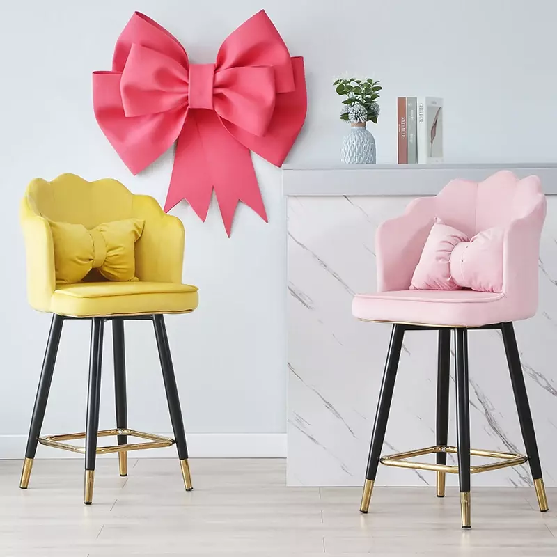 Silla de Bar con respaldo en forma de flor, taburete minimalista moderno de lujo ligero, taburetes altos para el hogar, escritorio frontal, sillas de cajero