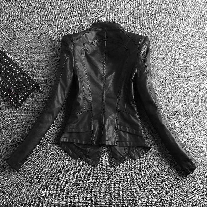 Женская мотоциклетная кожаная куртка, Женская куртка, короткая, черная, повседневная, женская одежда, дикая, новая, модная, 2024
