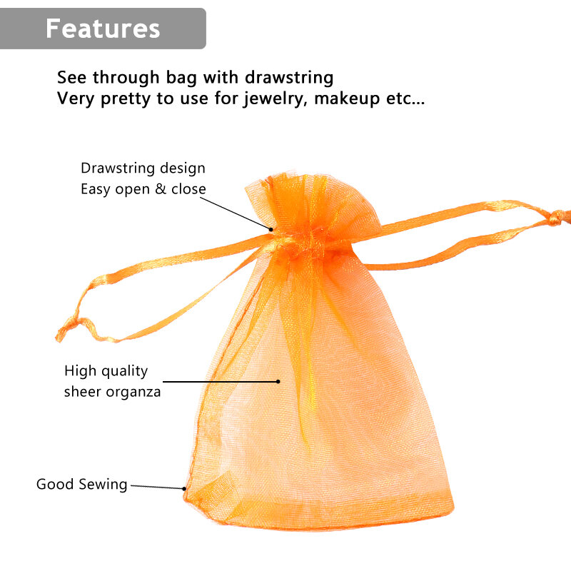 5*7 7*9 9*12 10*15cm  Jewelry Packaging Bag Organza Party Favor Bags Gift Storage Wedding Drawstring Pouches Wholesales 100pcs
