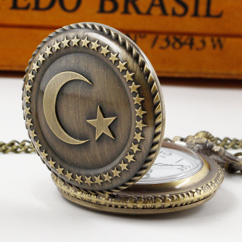 Stern begleitenden Mond antike Vintage Halskette Taschenuhr für Männer Frauen Steampunk Ketten uhren Geschenk uhr reloj hombre