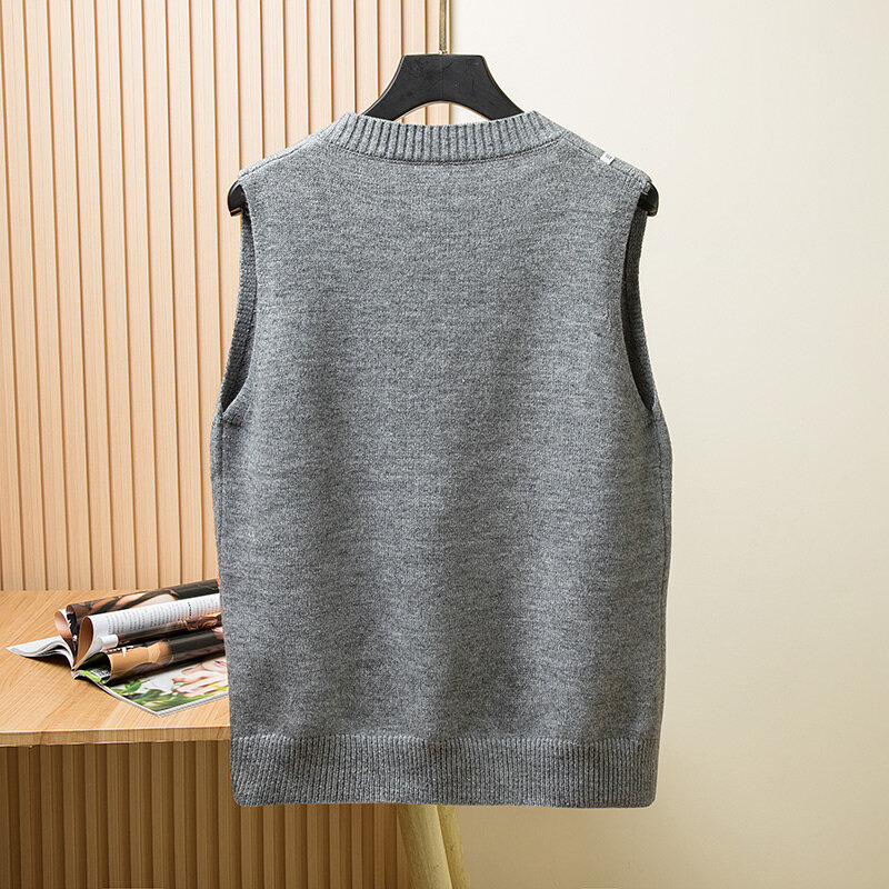 Plus Size 7xl Classic Style Men's V-Neck Vest Sweater Business Fashion Casual Solid Color Sleeveless Pullover Tops Male Brand