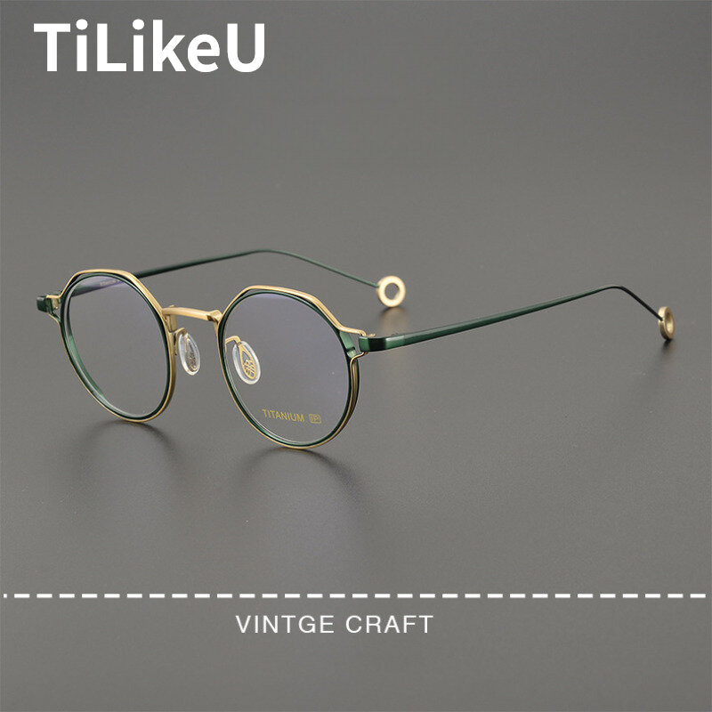 Kacamata Oval Retro Jepang mewah ultra-ringan Titanium murni untuk pria wanita bingkai kacamata miopia kacamata optik merek desainer
