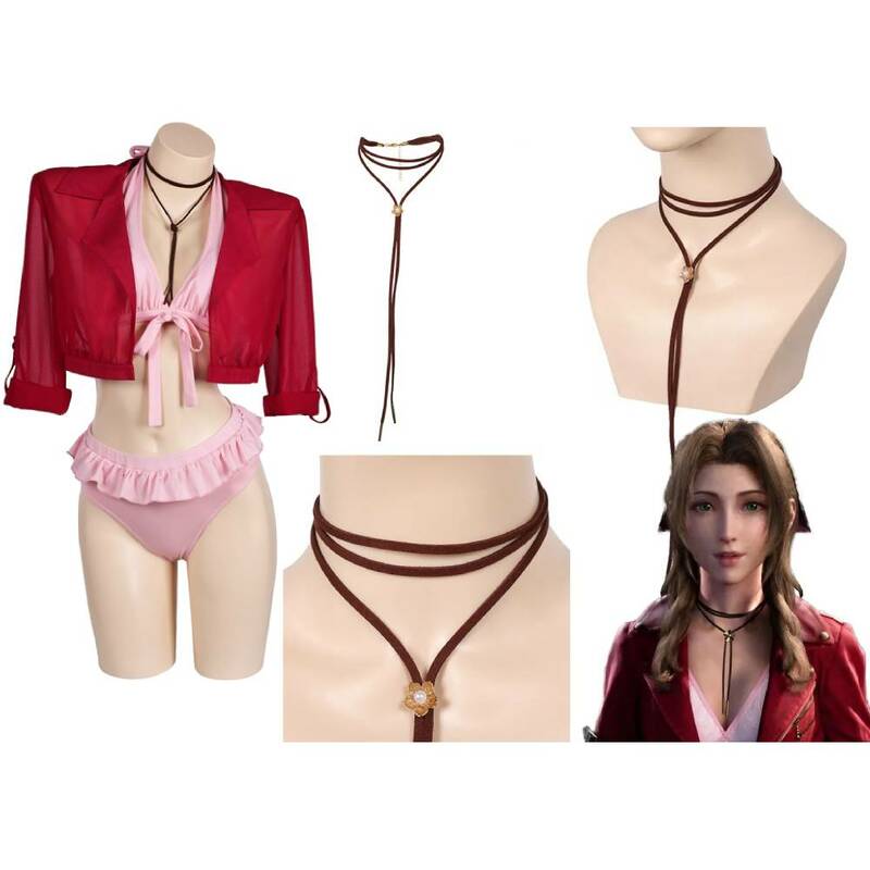 Aerith-collar de Final Fantasy para mujer y niña, traje de baño de Halloween, accesorios de encaje para el cuello