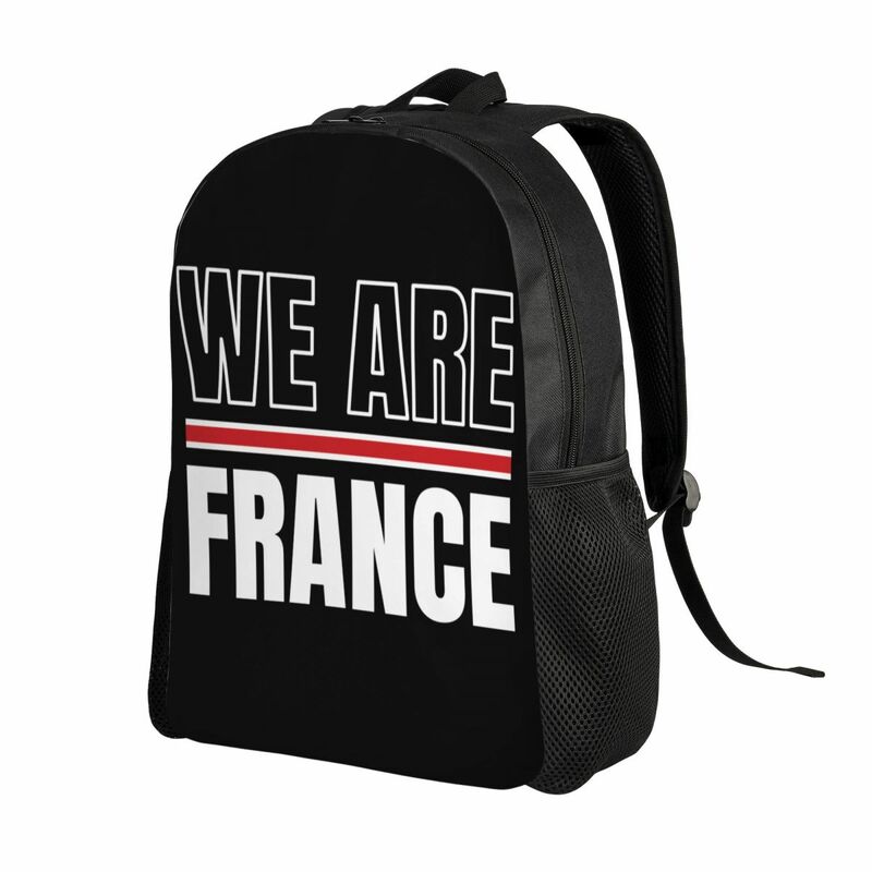Custom Nós somos França mochila para mulheres e homens, Saco escolar resistente à água, Faculdade Print Bookbag