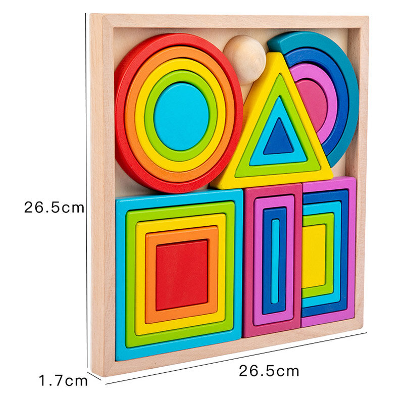 Wooden Stacking Toys Wood Rainbow Educational Block Toy Kids Construction Games for Children Expression Puzzle Building Blocks