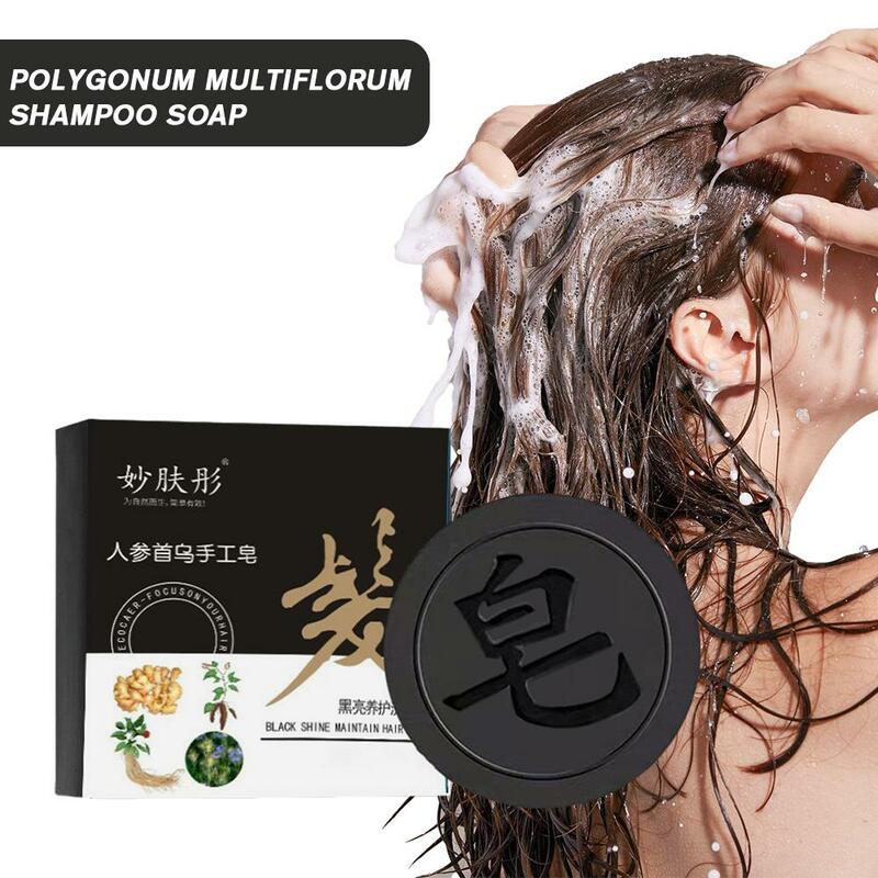 He Shou Wu-champú anticaída de cabello para mujeres y hombres, jabón Blanqueador, cuidado del cabello, E8O5