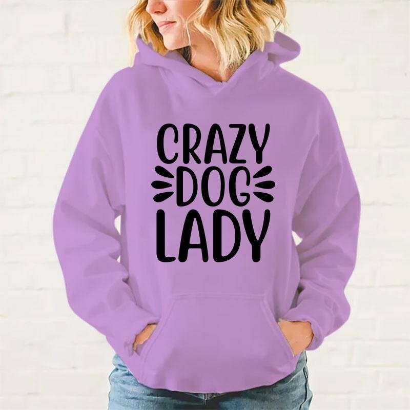 New Crazy Dog Lady Print Hoodie Sweathshirts Men Women Hooded Pullover Unisex Long Sleeve Hoodie Tops Couple Hoodies